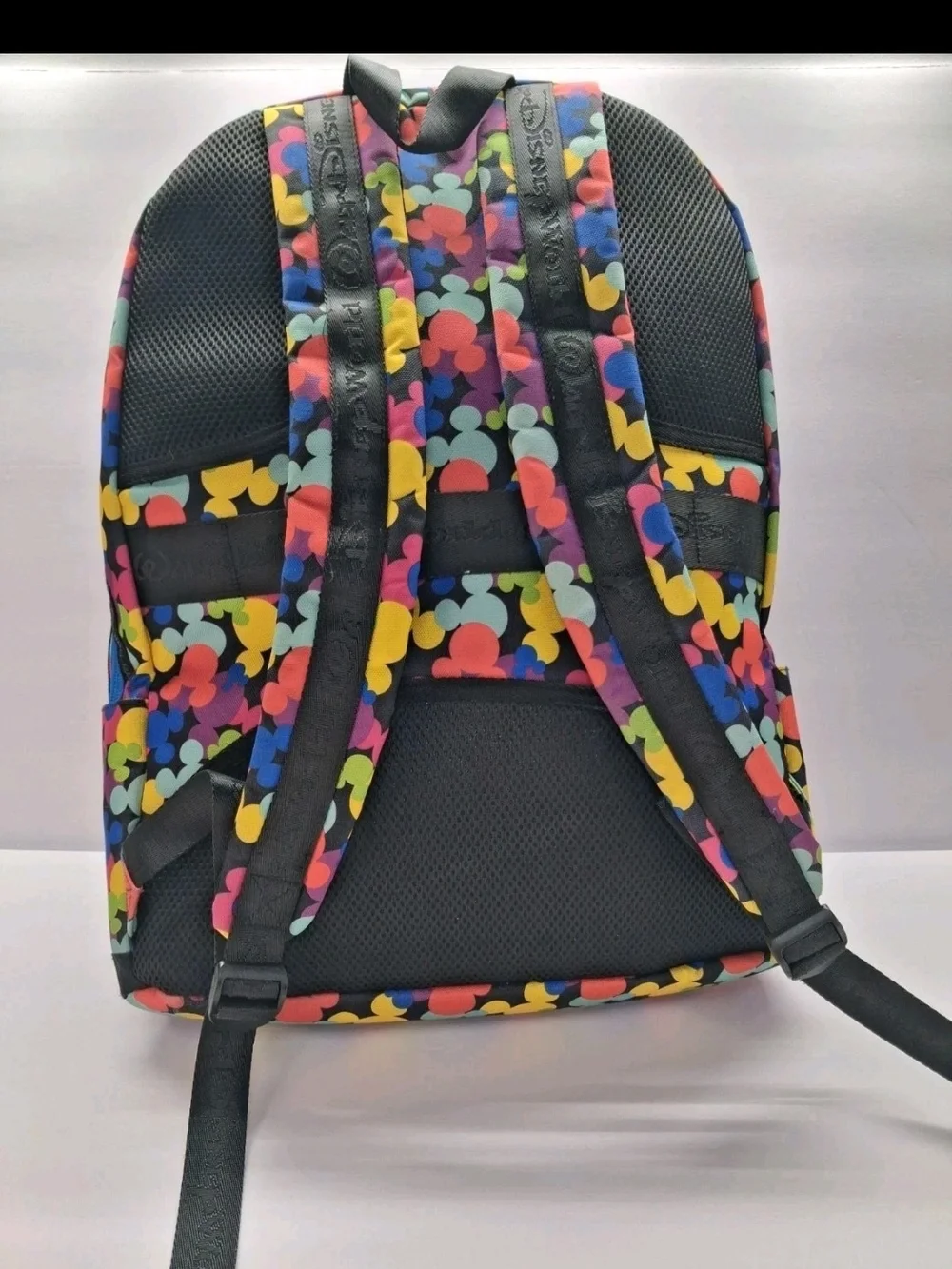 Disney Multicolor Mickey Silhouette Kids Backpack with Blue Trim
